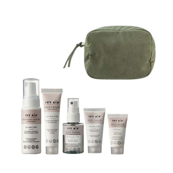 Ivy Aïa Travel Size Kit + Kosmetiktasche, Elodie - Olive