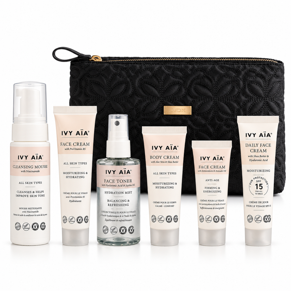Ivy Aïa Reiseset + Kosmetiktasche, schwarz