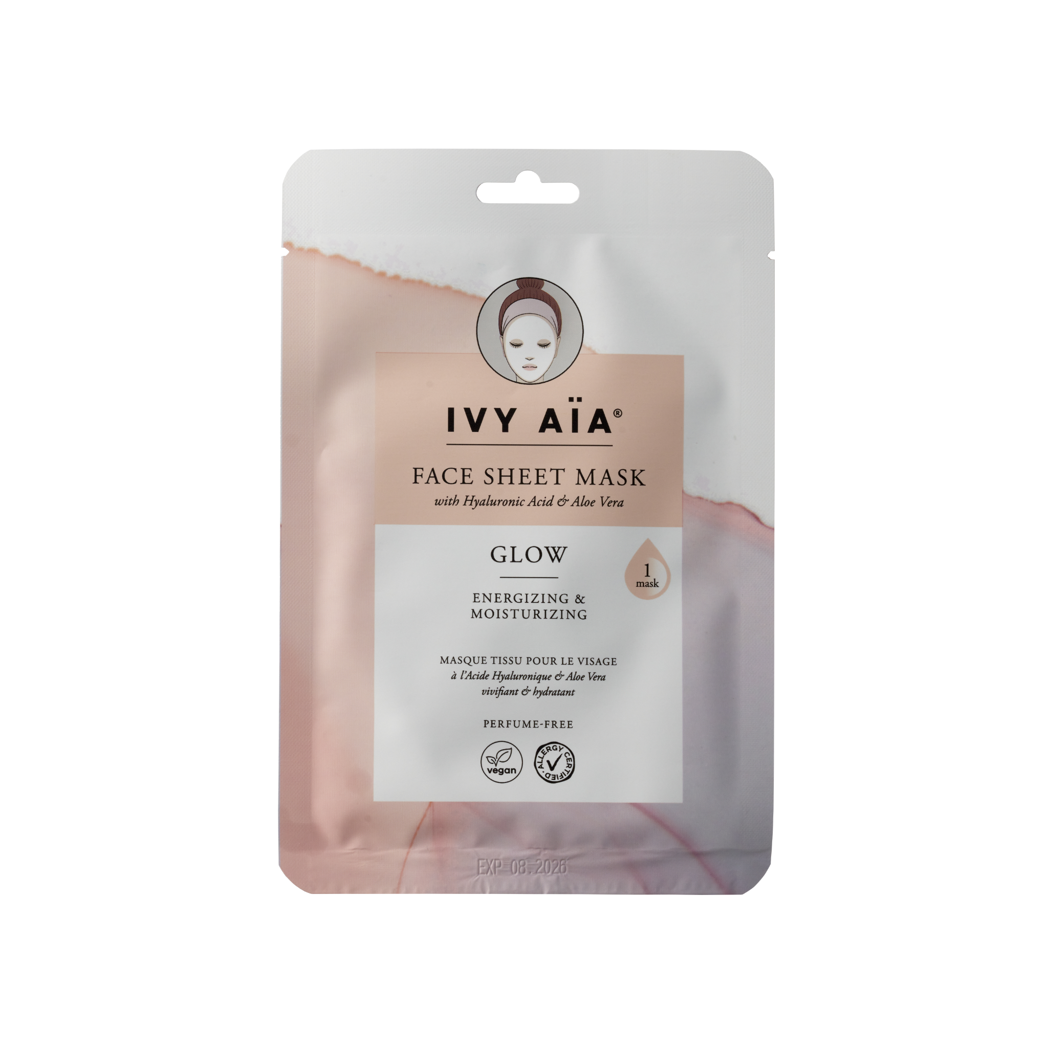 Ivy Aïa Gesichtsblattmaske Glühen Sie mit Aloe Vera & Probiotika